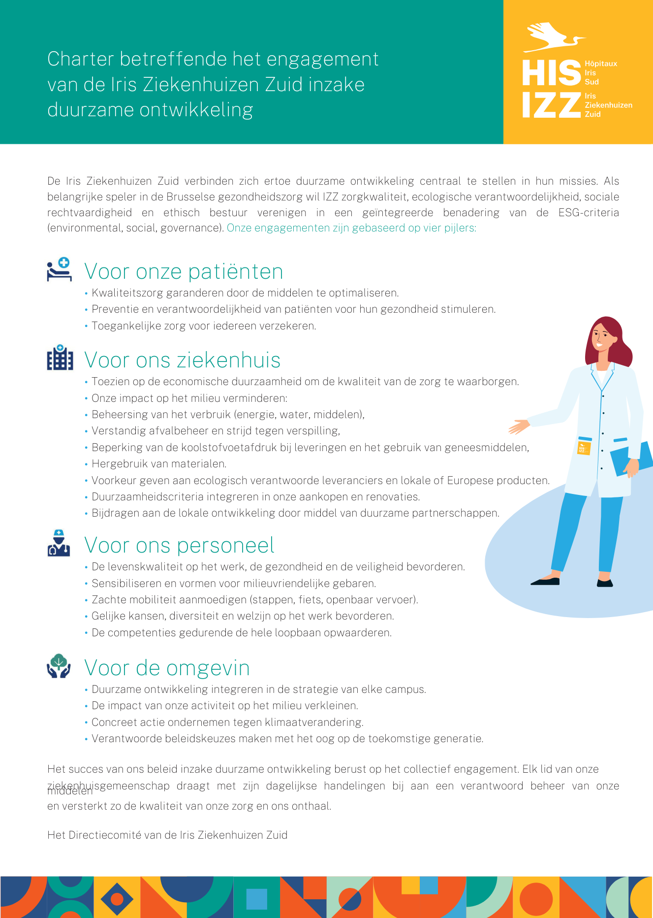 Charter betreffende het engagement van de Iris Ziekenhuizen Zuid inzake duurzame ontwikkeling