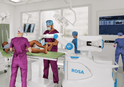 pose de prothèse de genou avec robot ROSA